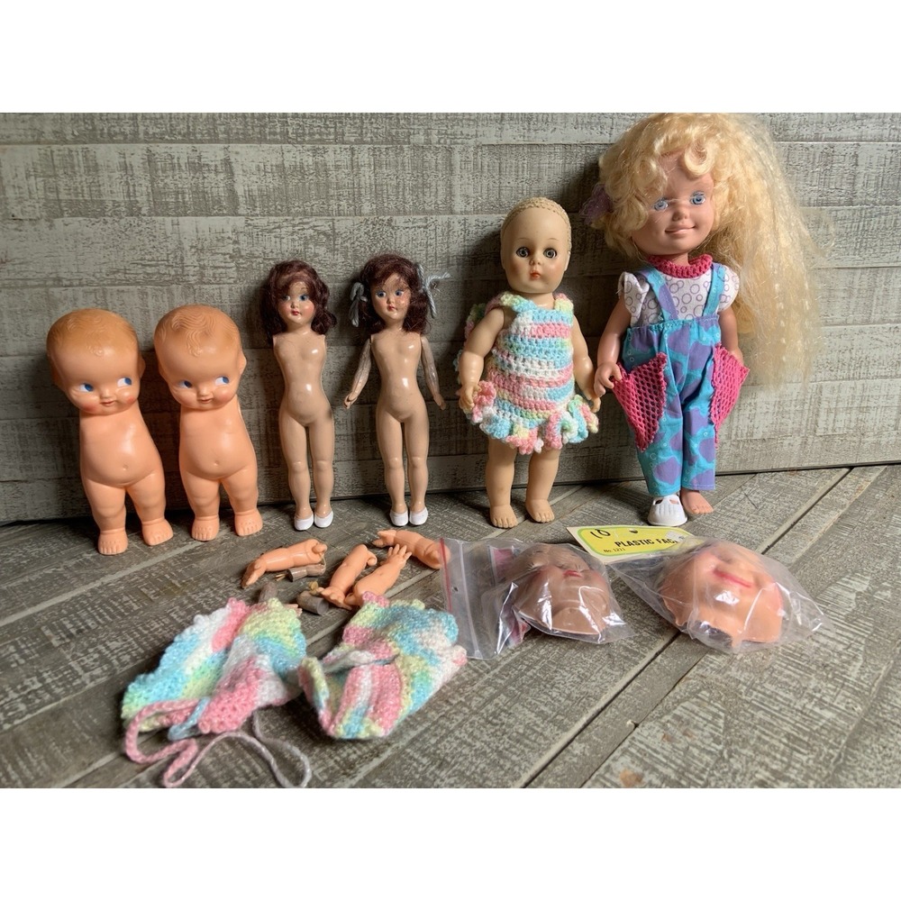 Vintage Lot Of 6 Baby Dolls Jointed Movable Arms Legs Parts